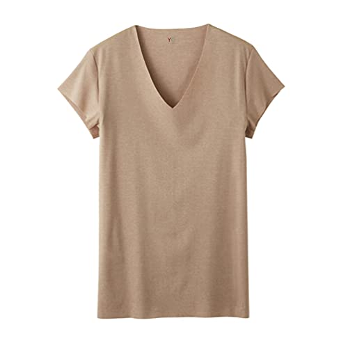 [グンゼ] YG 清涼CUT OFF®シリーズ VネックTシャツ 脇パッド付 短袖深V YV1912 メンズ スモークオレンジ M